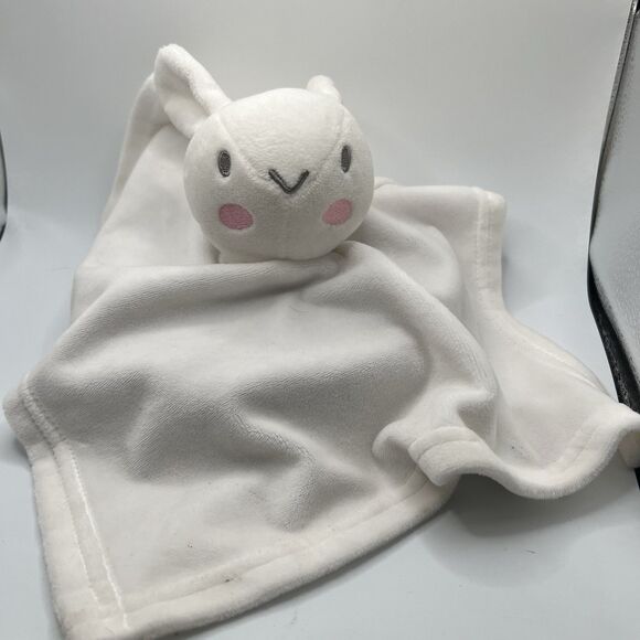 Baby Essentials White Bunny Lovey Security Blanket Pink Cheeks Plush Toy - Picture 1 of 5